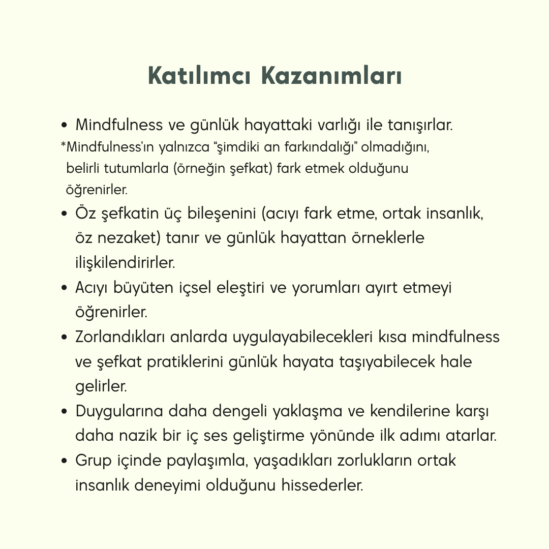 "Mindfulness ile Şefkatli Bakış" Atölyesi